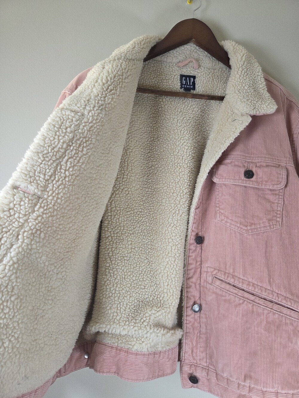GAP Vintage Sherpa-Lined Corduroy Icon Jacket Pink Size XXL women's Fall Winter - Picture 3 of 11